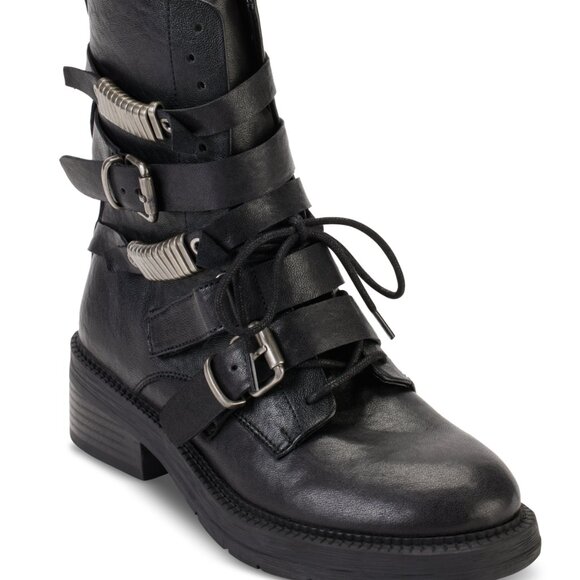 NEW DKNY Women's Leather Strappy Ankle Boots Black - Picture 1 of 2